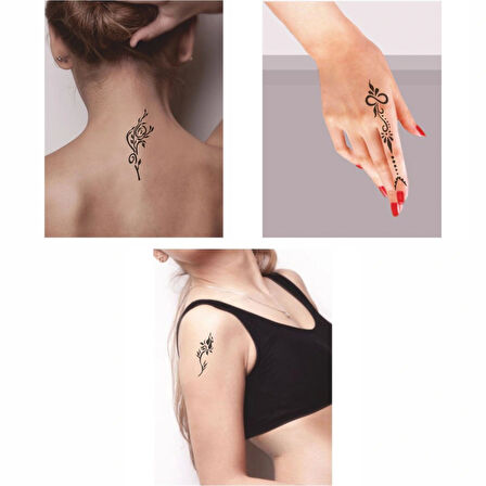 Çiçekli Desenler Kına ile Geçici Dövme Yapma Seti