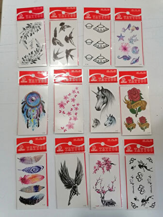 12 Adet Birden Minimal Yapıştırma Dövme Model 5