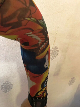 Çift Kol Giyilebilir Dövme Kızıl Desenler