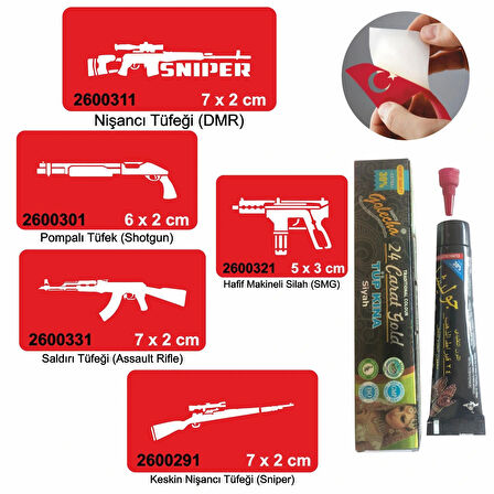 Silah Desen Serisi Hint Kınası ile Geçici Dövme Yapma Seti