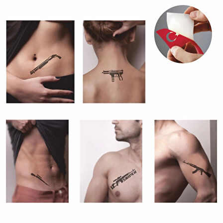 Silah Desen Serisi Hint Kınası ile Geçici Dövme Yapma Seti