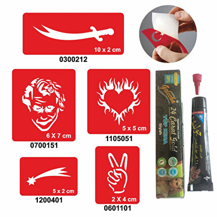 Kılıç Joker desenleri Hint Kınası ile Geçici Dövme Yapma Seti