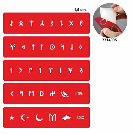 Göktürkçe Harf Bantı 5 li Set Geçici Dövme Kına Şablonu