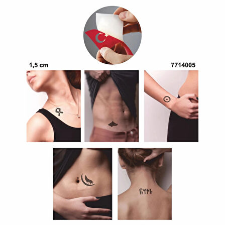 Göktürkçe Harf Bantı 5 li Set Geçici Dövme Kına Şablonu