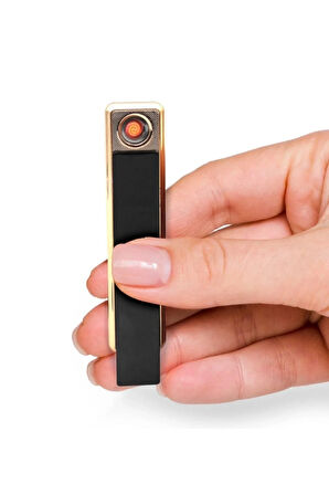 Kişiye Özel Isimli Siyah Şarjlı Usb'li Dokunmatik Siyah Elektronik Çakmak