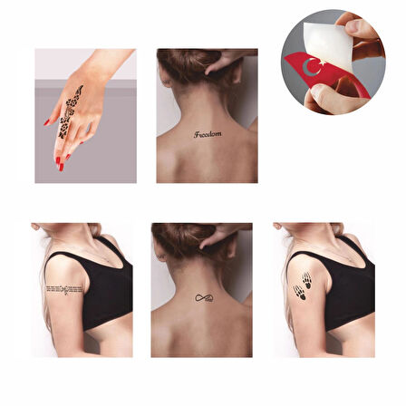 Aşk Özgürlüktür 5'li Set Geçici Dövme Kına Şablonu
