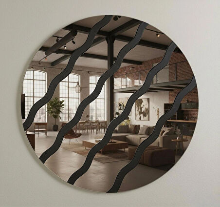 Dekoratif Dalga Desenli Modern Özgün Duvar Aynası