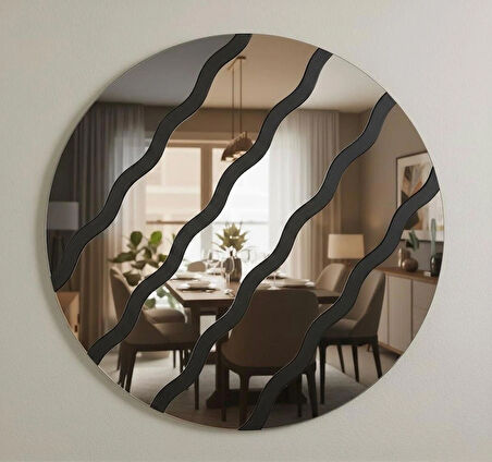 Dekoratif Dalga Desenli Modern Özgün Duvar Aynası