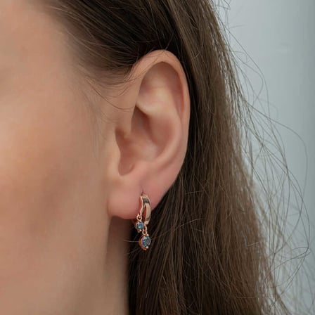 KENPAZAR Gümüş Rose Sallantılı Mistik Topaz Kadın Küpe