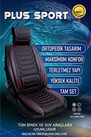 Nissan X Trail Lüx Oto Koltuk Kılıfı Ön Arka Takım (ANTALYA) SİYAH KIRMIZI