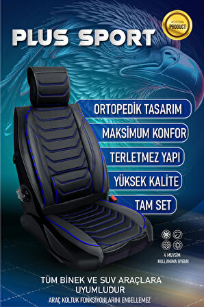 Chevrolet Trax Lüx Oto Koltuk Kılıfı Ön Arka Takım (ANTALYA) SİYAH MAVİ
