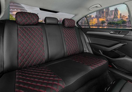 
Skoda Fabia Lüx Yarı Deri Oto Koltuk Kılıfı Ön Arka Takım İSTANBUL SERİSİ SİYAH KIRMIZI