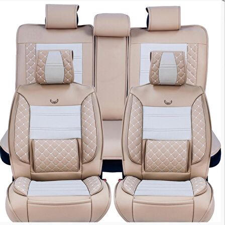Fiat Egea STW Lüx Deri Oto Koltuk Kılıfı Ön Arka Takım (MARS) BEJ