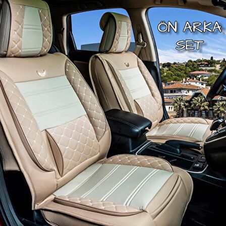 Skoda Karaq Lüx Deri Oto Koltuk Kılıfı Ön Arka Takım (MARS) BEJ