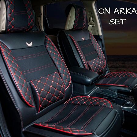 
Alfa Romeo 166 Lüx Deri Oto Koltuk Kılıfı Ön Arka Takım (MARS) SİYAH KIRMIZI