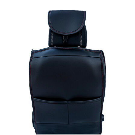 Volvo XC60 Lüx Deri Oto Koltuk Kılıfı Ön Arka Takım (MARS) SİYAH KIRMIZI