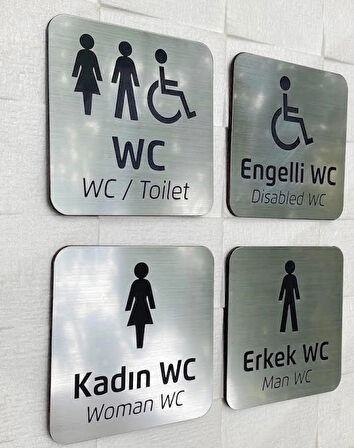Kadın & Erkek & Engelli Wc & Wc Yönlendirme Seti