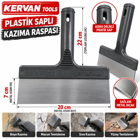 Kervan Tools Plastik Saplı Kazıma Raspası En : 7 Cm Boy :20 Cm Ergonomik Sap Takılabilir