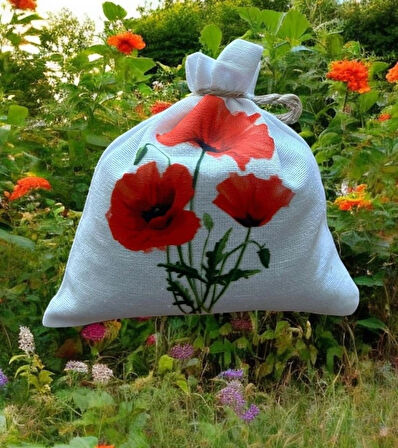 3 adet Lavanta Kesesi Baskılı Kumaş Beyaz Ham Bez 9x11 cm