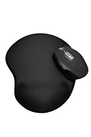 🖥️ Siyah Bilek Destekli Mouse Pad – Ergonomik Sünger Doldurmalı, Kaymaz Tabanlı, Oval Tasarım Fare Altlığı