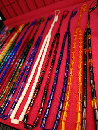 4 ADET KESME KESİM TOZ KEHRİBAR TESBİH KARIŞIK RENKLİ SİSTEMLİ 11MMX5MM ÖZEL ÖLÇÜ