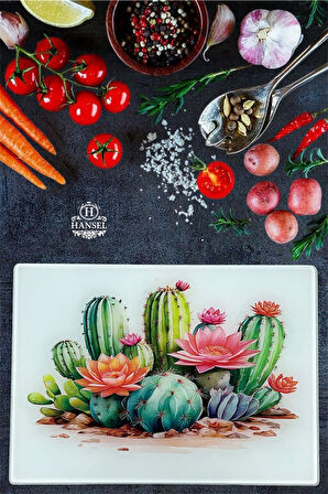 Cam Kesme Tahtası Ve Sunum Tablası Kırılmaz Çizilmez Kaymaz 35cm X 25cm