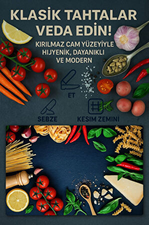 Cam Kesme Tahtası Ve Sunum Tablası Kırılmaz Çizilmez Kaymaz 35cm X 25cm