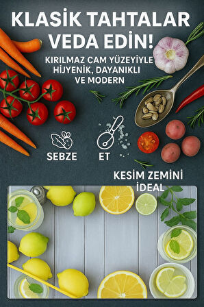 Cam Kesme Tahtası Ve Sunum Tablası Kırılmaz Çizilmez Kaymaz 35cm X 25cm