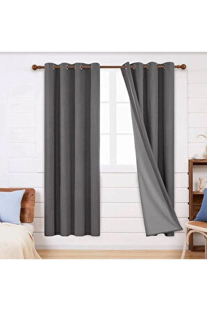 Keten Black Out Gri Antrasit Renk Rustik Perde Kuşgözü Halkalı Boru Halka Dekoring Perde