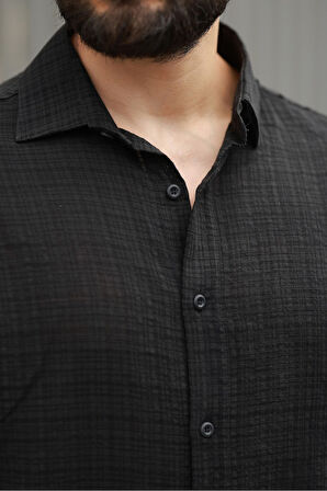 Oversize Keten Karışımlı Basic Salaş Gömlek