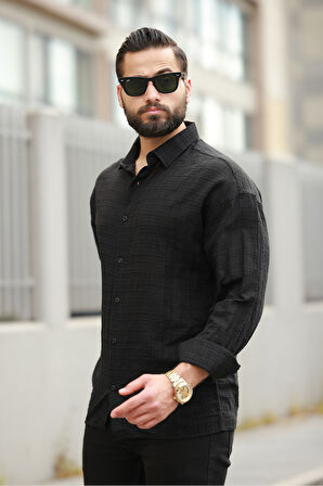 Oversize Keten Karışımlı Basic Salaş Gömlek