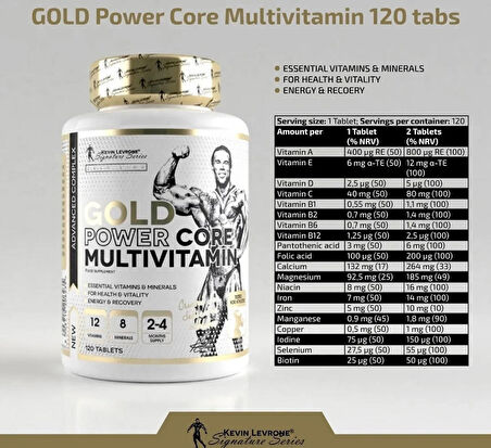 Kevin Levrone GOLD POWER CORE MULTİVİTAMİN 120 tablets