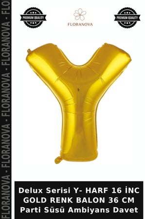 Delux Serisi Y- HARF 16 İNC GOLD RENK BALON 36 CM Parti Süsü Ambiyans Davet
