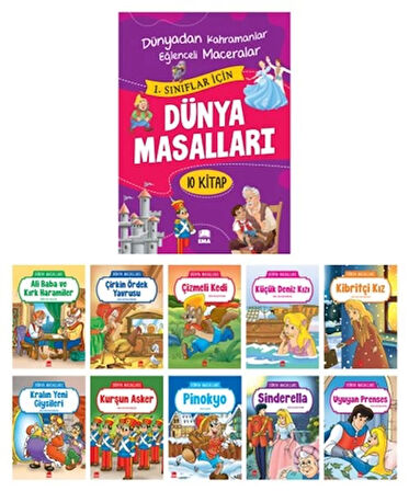 Dünya Masallar Seti 1.ve 2. Sınıflar İçin Eğik El Yazılı - (10 Kitap Takım Büyük Boy)