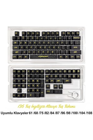 136 Tuşlu Keycaps PC Karbon Fiber Dokulu Cyberpunk 136 Tuşlu Klavye (İngilizce Dil Desteği) [Kutulu] Tüm Mekanik-Manyetik Klavyeler ile Uyum Sağlamaktadır.