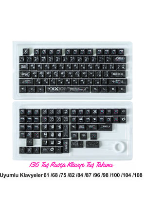 136 Tuşlu Keycaps Siyah Baskılı Karbon Fiber dokulu 136 tuşlu Rusça Klavye [Kutulu] Tüm Mekanik-Manyetik Klavyeler ile Uyum Sağlamaktadır.