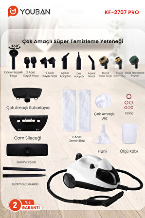 KF2707 PRO Çok Fonksiyonlu Buharlı Temizlik Makinesi Buharlı Temizleyici