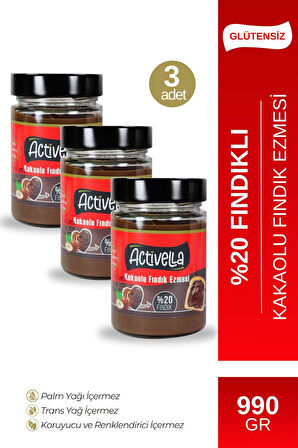 Activella Kakaolu Fındık Ezmesi 330gr %20 Fındıklı X3
