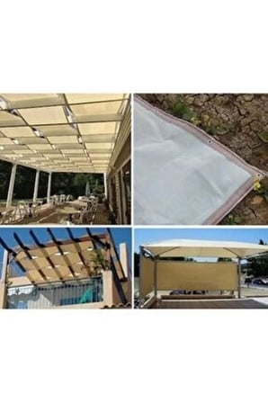 KREM 1x7mt Gölgelik File %95 Lik Gölgelik Kumaş Kolonlu Kuş Gözlü Çit Brandası