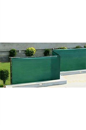 KAMPYA YEŞİL 6x14mt Gölgelik File %95 Lik Gölgelik Kumaş Kolonlu Kuş Gözlü Çit Brandası