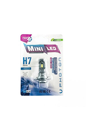 H7 Mini Fanlı Led Oto Ampul 2'li Set