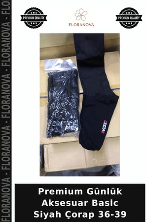 Premium Günlük Aksesuar Basic Siyah Çorap 36-39