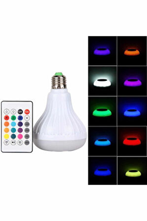 RGB  Kumandalı Led Işık Bluetooth Hoparlör Ses Lambası Renkli Ampul