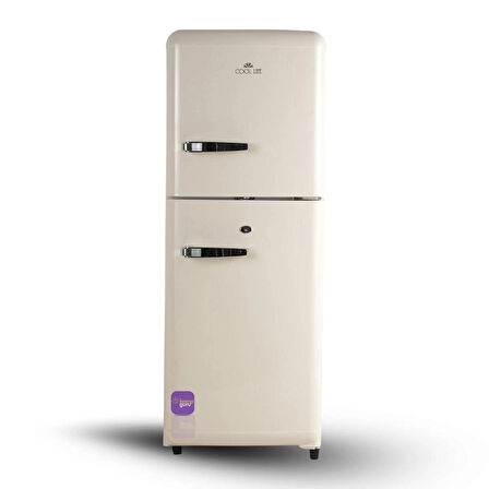 Cool Life Çift Sistem Retro 138 12/24/220 V Bej Buzdolabı
