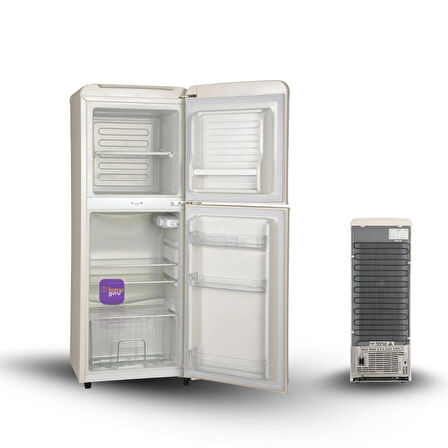 Cool Life Çift Sistem Retro 138 12/24/220 V Bej Buzdolabı