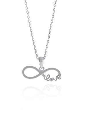 Sonsuzluk Love Model Zirkon Taşlı Gümüş Kolye