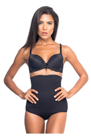 Kadın Siyah Desenli Double Yüksek Bel Slip Korse 