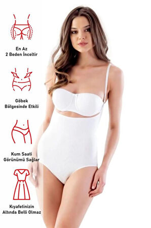 Beyaz 2811 Göğsü Açık Slip Boy Lazer Korse