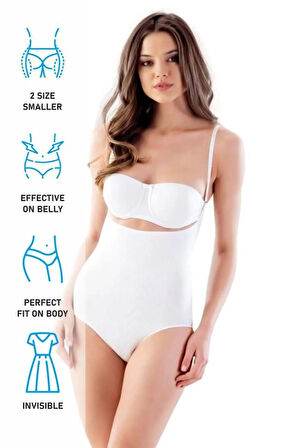 Beyaz 2811 Göğsü Açık Slip Boy Lazer Korse