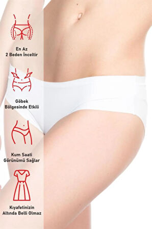 Beyaz 2818 Slip Külot Lazer Korse